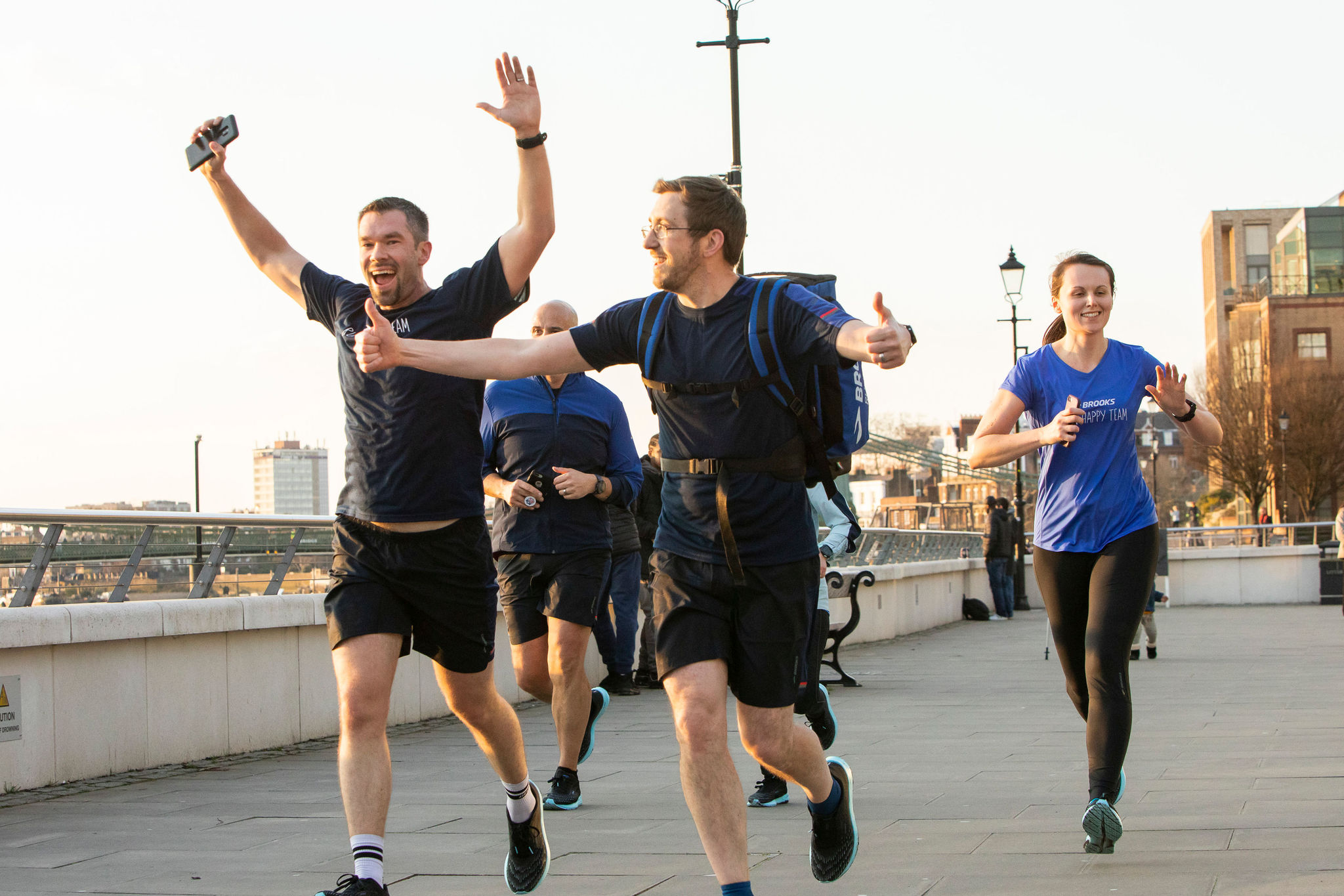 A group of runners celebrating